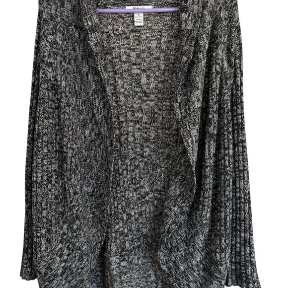 Style & Co Sweaters - Style and Co Woman Sweater Open-Front Cardigan Black White Acrylic Womens 1X